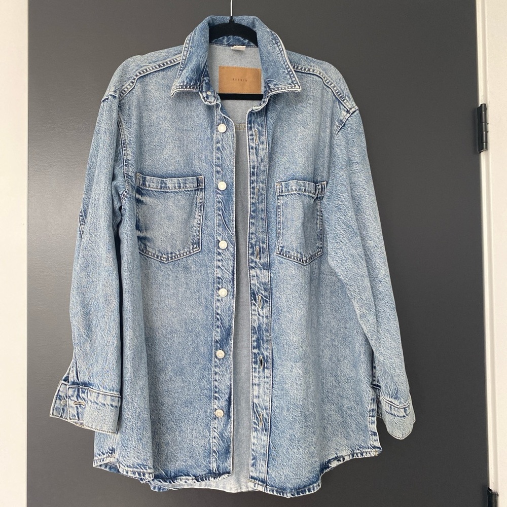 H&M Feather Soft Oversized Denim Shirt XS